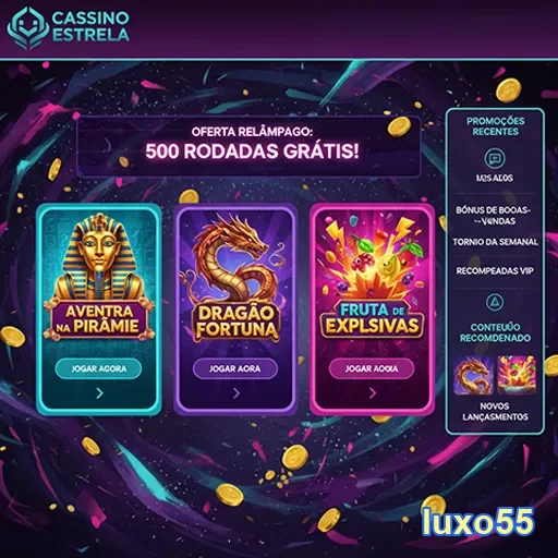 Ofertas de rodadas gratuitas no Luxo55 para incrementar sua experiência de jogo.